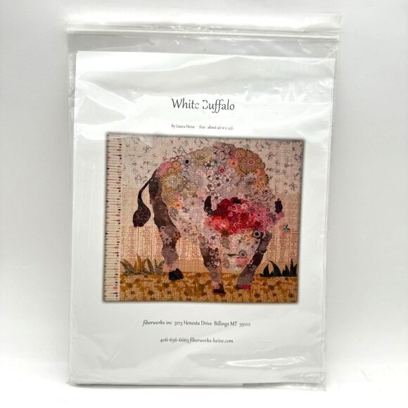 White Buffalo Quilt Pattern by Laura Heine Fiberworks Collage Pattern New Unused - Picture 1 of 9